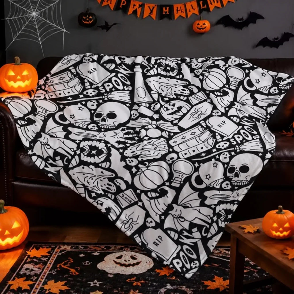 Halloween Washable Coloring Blanket – Reusable Creative Fun for Kids & Family