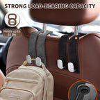 Leather Car Seat Back Hidden Hook - Double Hook Design for Hanging Purses, Bags & More in Style