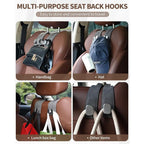 Leather Car Seat Back Hidden Hook - Double Hook Design for Hanging Purses, Bags & More in Style