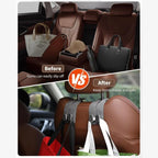 Leather Car Seat Back Hidden Hook - Double Hook Design for Hanging Purses, Bags & More in Style