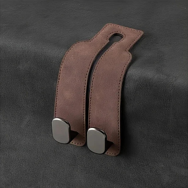 Leather Car Seat Back Hidden Hook - Double Hook Design for Hanging Purses, Bags & More in Style