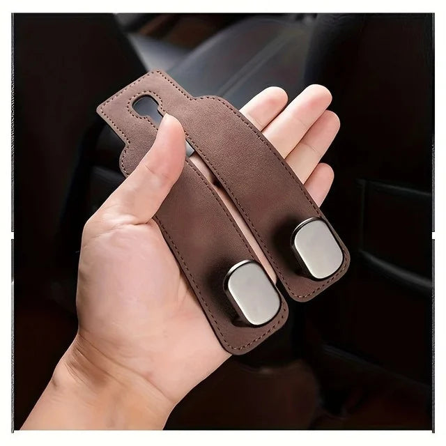 Leather Car Seat Back Hidden Hook - Double Hook Design for Hanging Purses, Bags & More in Style