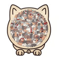 135-Piece Morandi-Colored Cat Shaped Wooden Jigsaw Puzzle
