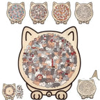 135-Piece Morandi-Colored Cat Shaped Wooden Jigsaw Puzzle