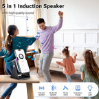 🔥5-in-1 Wireless Induction Speaker Stand – 360° Adjustable, 3500mAh Power Bank & Ambient Light