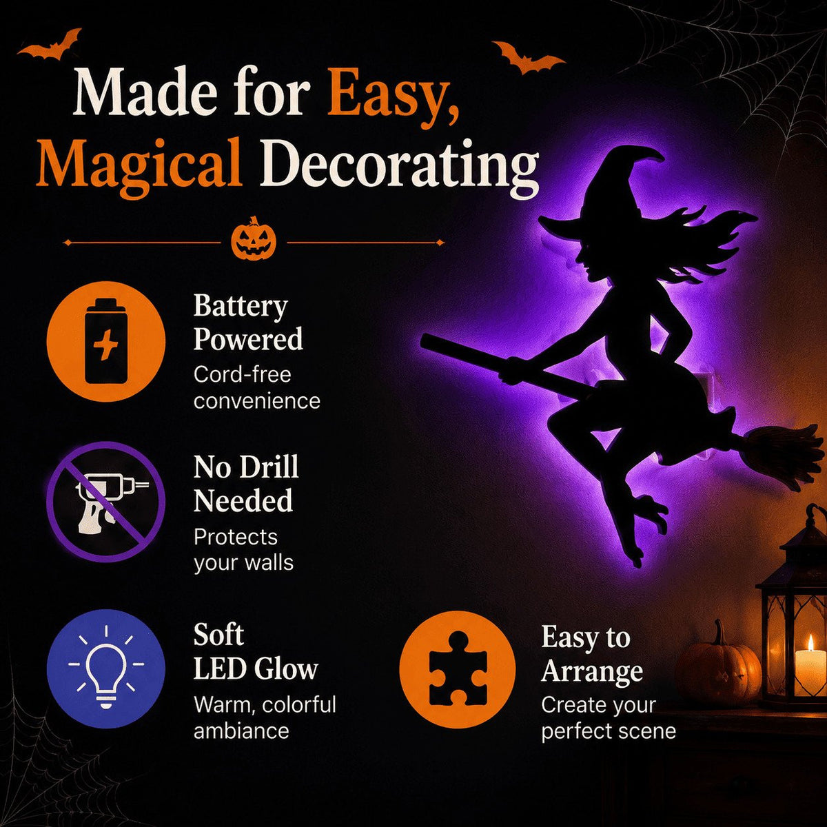 Halloween LED Silhouette Wall Light Stickers