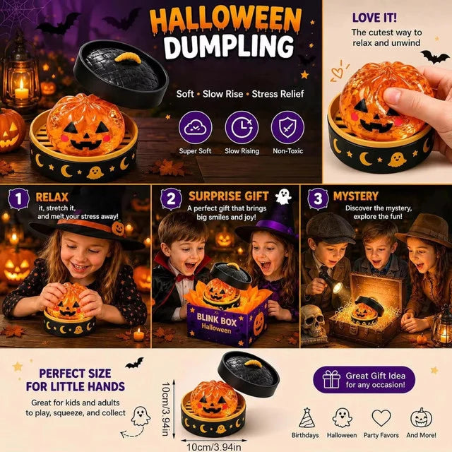 Cute Halloween Dumpling Squishy – Slow Rising Stress Relief Sensory Fidget Toy