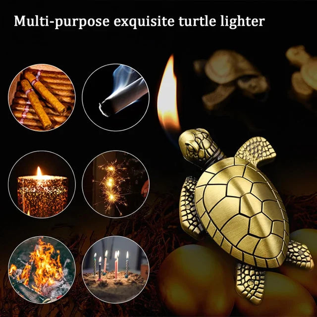 Turtle-Shaped Torch Lighter – Refillable Adjustable Flame Gas Lighter