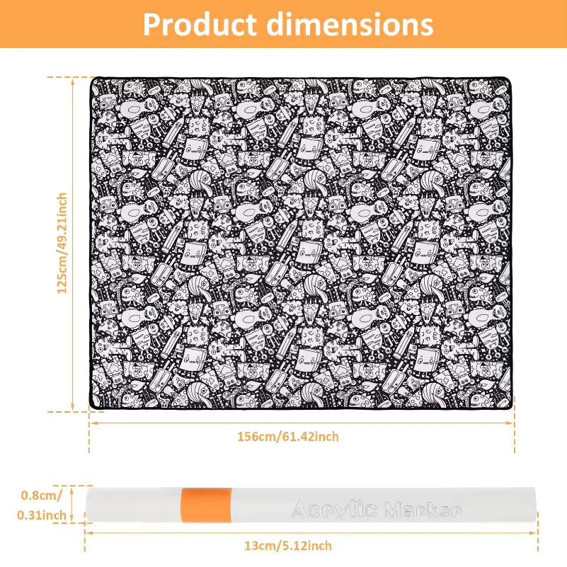 Halloween Washable Coloring Blanket – Reusable Creative Fun for Kids & Family