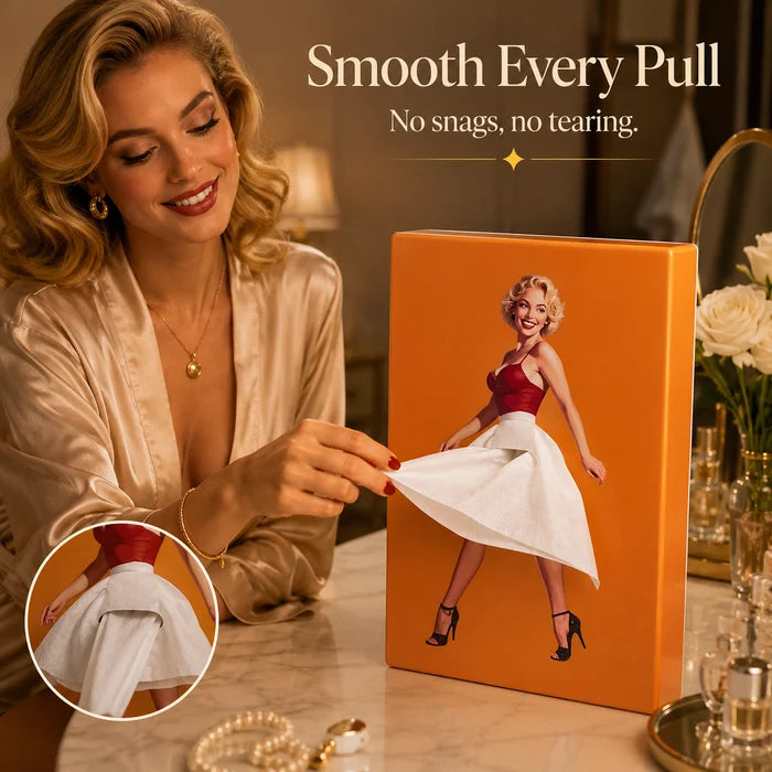 Vintage Pin-Up Girl Tissue Box – Funny Interactive Retro Decor for Home & Bar