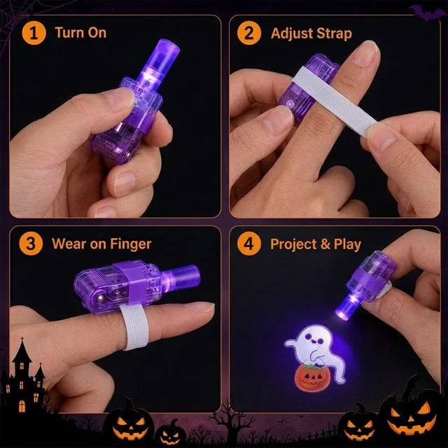 Halloween Finger Projector Rings – 36-Piece LED Party Favors for Kids