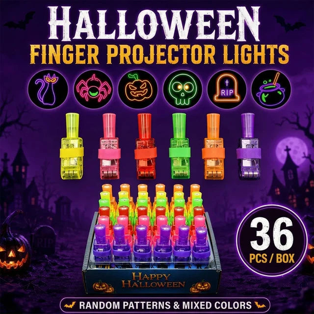 Halloween Finger Projector Rings – 36-Piece LED Party Favors for Kids