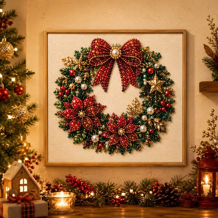 DIY Christmas Pearl Diamond Painting Art Kit With Frame